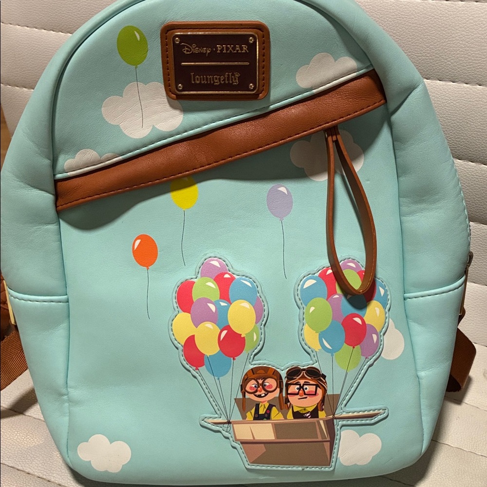 Loungefly Light Blue Backpack with Colorful Balloons